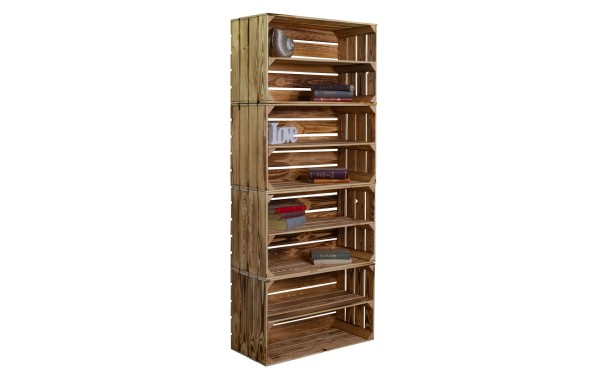Bücherregal mit 8 Ebenen für Büro und Wohnzimmer Holz weiß braun geflammt 160x68x30cm Wand Aufbewahr