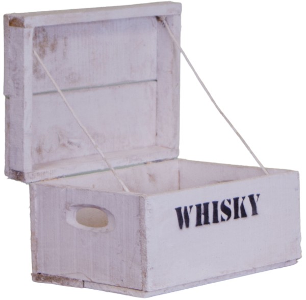 alte Holztruhe weiß Whisky mit Deckel in verschiedenen Größen