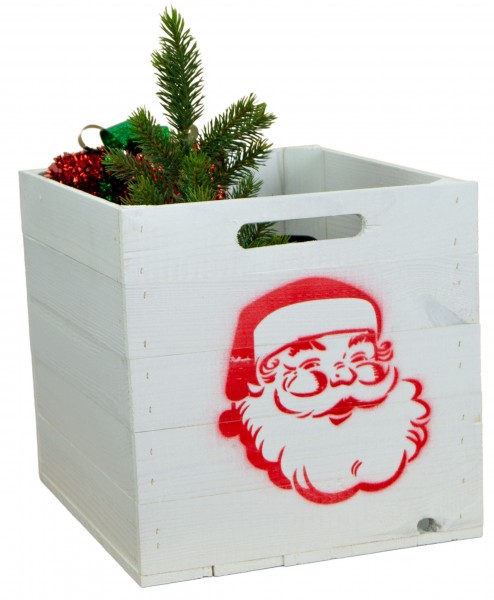 Aufbewahrungskiste weiß mit rotem Weihnachtsmann passend für Kallax und Expeditregale Regaleinsatz